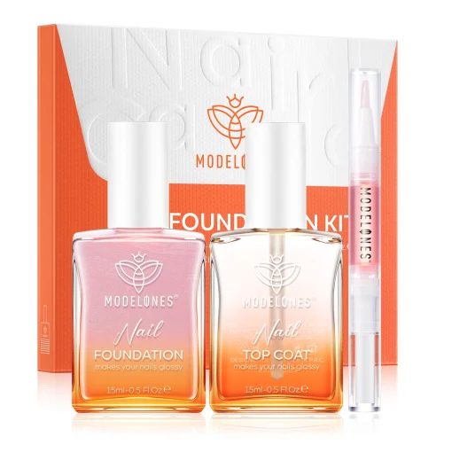 Nail Foundation with Top Coat & Cuticle Oil - Sparkle Pink