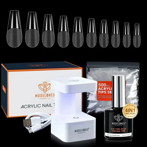 Semi-matte Long Coffin Nail Art Tools Kit