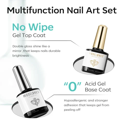 Nail Prep Dehydrator & Nail Primer with Base & Top Coat Set 10ml - Image 3