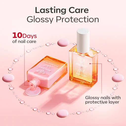 Nail Foundation with Top Coat & Cuticle Oil - Sparkle Pink - Image 7