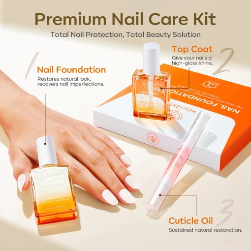 Nail Foundation with Top Coat & Cuticle Oil - Pearl White - Image 8