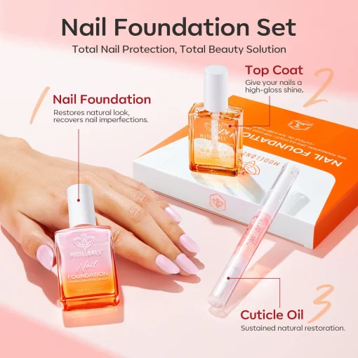 Nail Foundation with Top Coat & Cuticle Oil - Sparkle Pink - Image 5