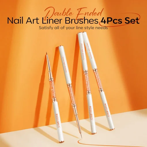 4Pcs Double-Ended Nail Art Liner Brush 7/11/15/20mm - Image 2