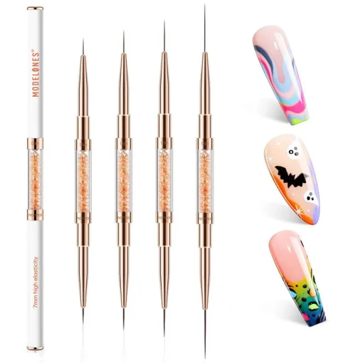 4Pcs Double-Ended Nail Art Liner Brush 7/11/15/20mm