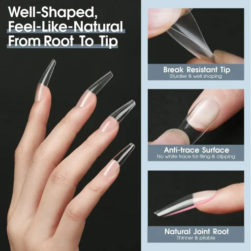 500-piece Long Coffin-Shaped Nail Art Tools Kit - Image 4
