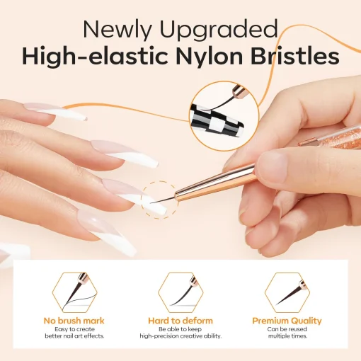 4Pcs Double-Ended Nail Art Liner Brush 7/11/15/20mm - Image 5